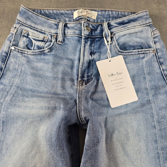 Walker Rose x Risen Jeans Barrel Leg High Rise Women 3/26 Salt Tree Stretch - Picture 4 of 16